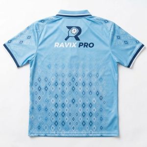Custom Sky Blue Logo Print Pickleball Jersey – custom manufactured by Ravix Pro Industry, Sialkot, Pakistan