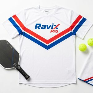 Custom White Retro Chevron Pickleball Shirt – custom manufactured by Ravix Pro Industry, Sialkot, Pakistan