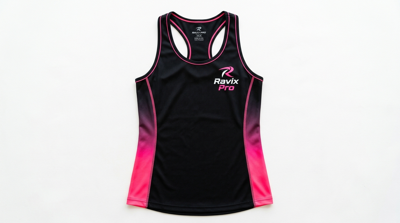 Custom Black and Pink Fade Pickleball Tank Top Custom Black and Pink Fade Pickleball Tank Top – custom manufactured by Ravix Pro Industry, Sialkot, Pakistan