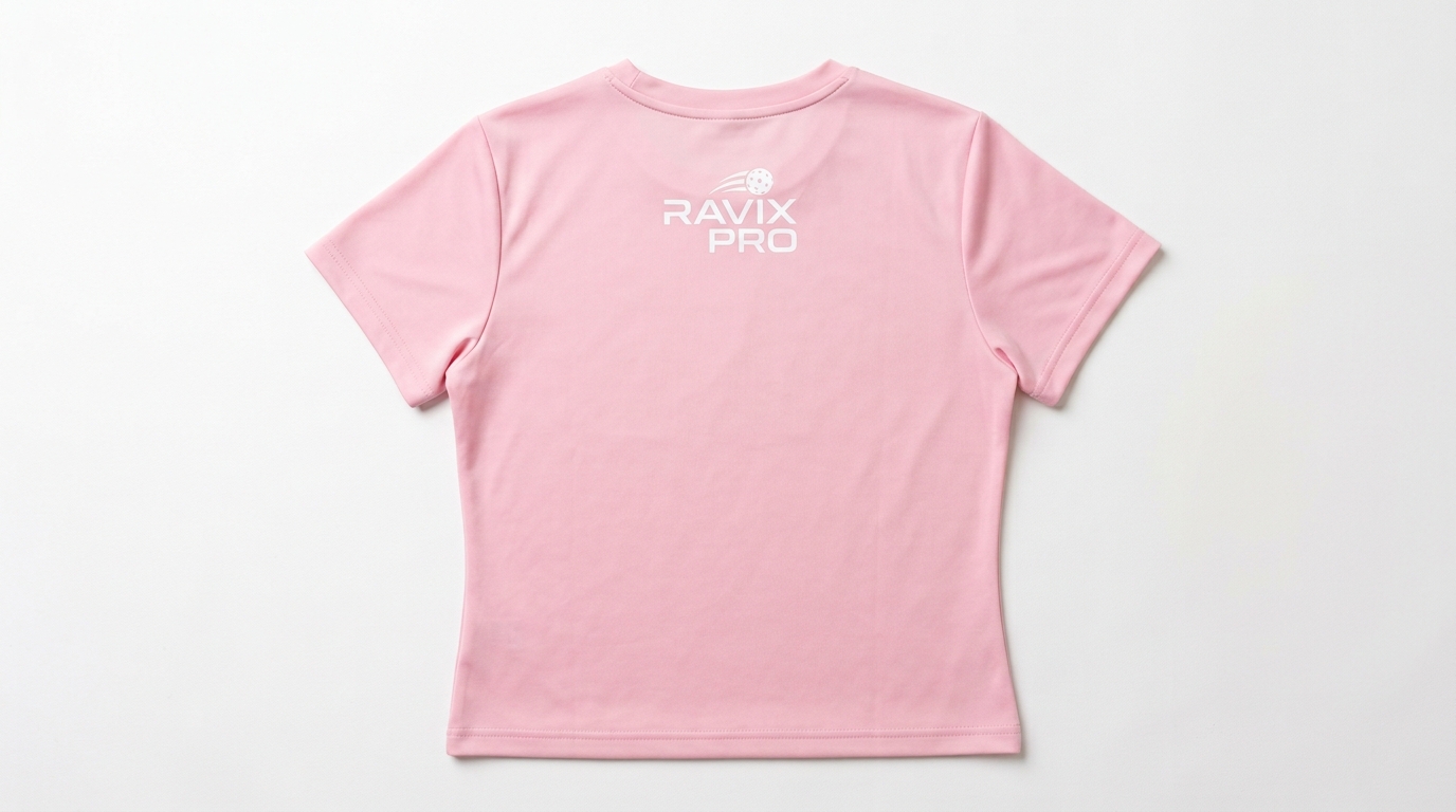 Custom Blush Pink Pickleball Top – view 2 Custom Blush Pink Pickleball Top – alternate view, made by Ravix Pro Industry, Sialkot