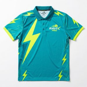 Custom Teal Lightning Bolt Pickleball Polo – custom manufactured by Ravix Pro Industry, Sialkot, Pakistan