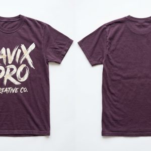 Custom Plum Vintage Wash Script Tee – custom manufactured by Ravix Pro Industry, Sialkot, Pakistan