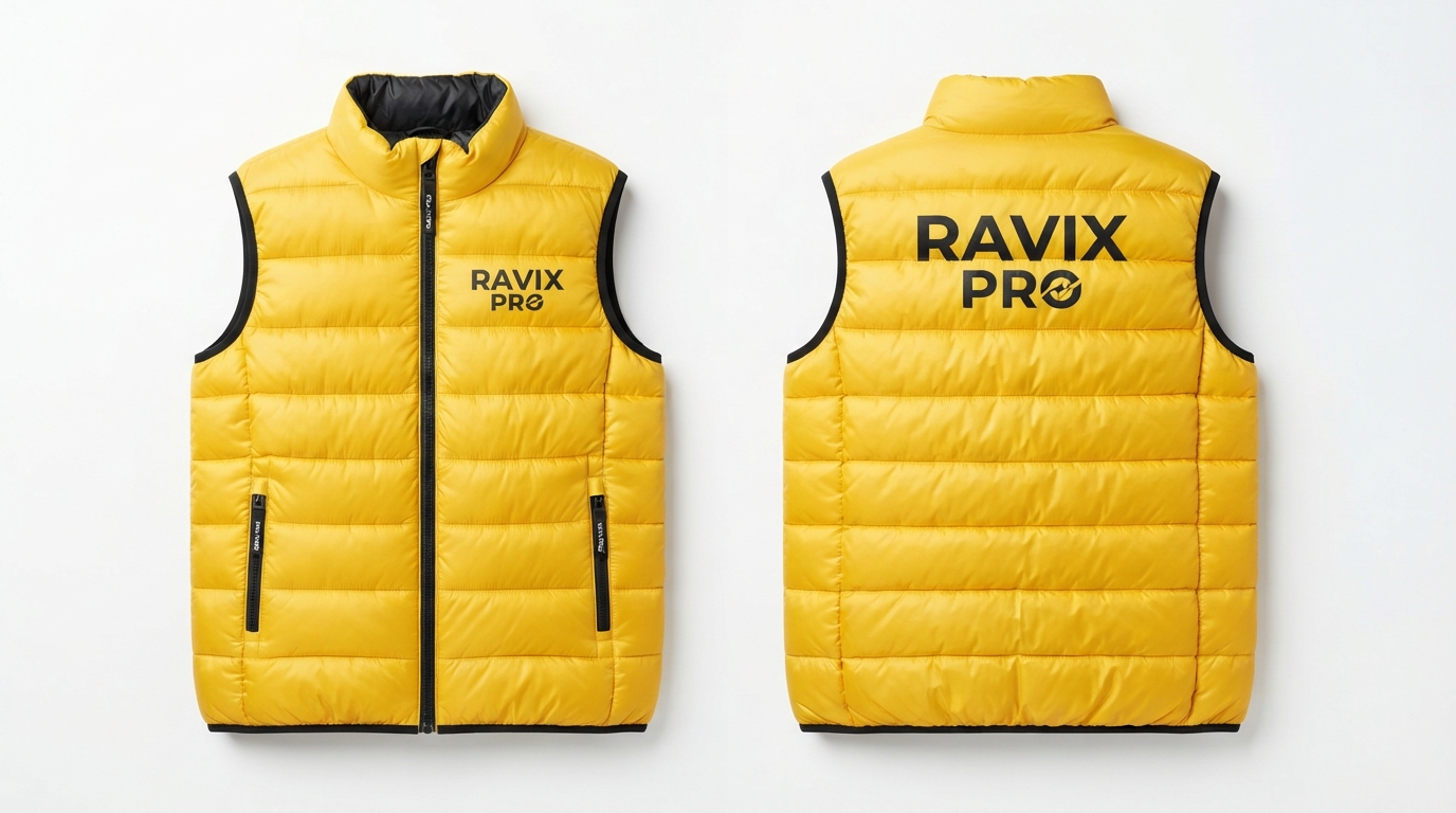 Custom Yellow Puffer Vest Custom Yellow Puffer Vest – custom manufactured by Ravix Pro Industry, Sialkot, Pakistan