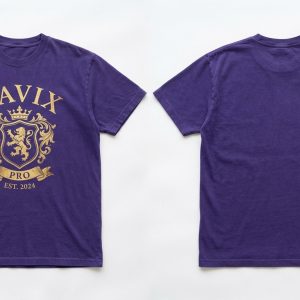 Custom Purple Crest Graphic Tee – custom manufactured by Ravix Pro Industry, Sialkot, Pakistan
