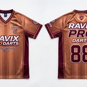 Custom Brown Wood Grain Darts Jersey – custom manufactured by Ravix Pro Industry, Sialkot, Pakistan