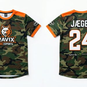Custom Woodland Camo Esports Jersey – custom manufactured by Ravix Pro Industry, Sialkot, Pakistan
