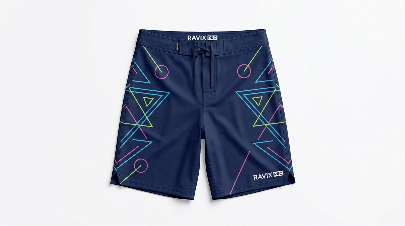 Custom Navy and Purple Board Shorts Custom Navy and Purple Board Shorts – custom manufactured by Ravix Pro Industry, Sialkot, Pakistan