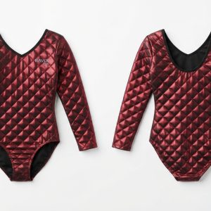 Custom Burgundy and Black Gymnastics Leotard – custom manufactured by Ravix Pro Industry, Sialkot, Pakistan