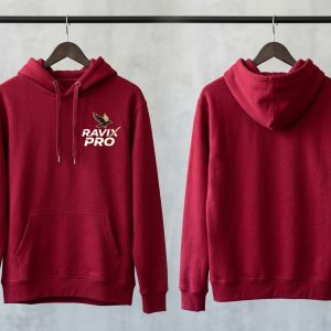 Custom Burgundy Hoodie with Chest Logo – custom manufactured by Ravix Pro Industry, Sialkot, Pakistan