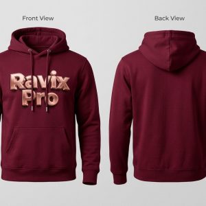 Custom Burgundy Hoodie with Metallic Logo – custom manufactured by Ravix Pro Industry, Sialkot, Pakistan