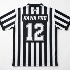 Custom Black and White Referee Jersey – custom manufactured by Ravix Pro Industry, Sialkot, Pakistan