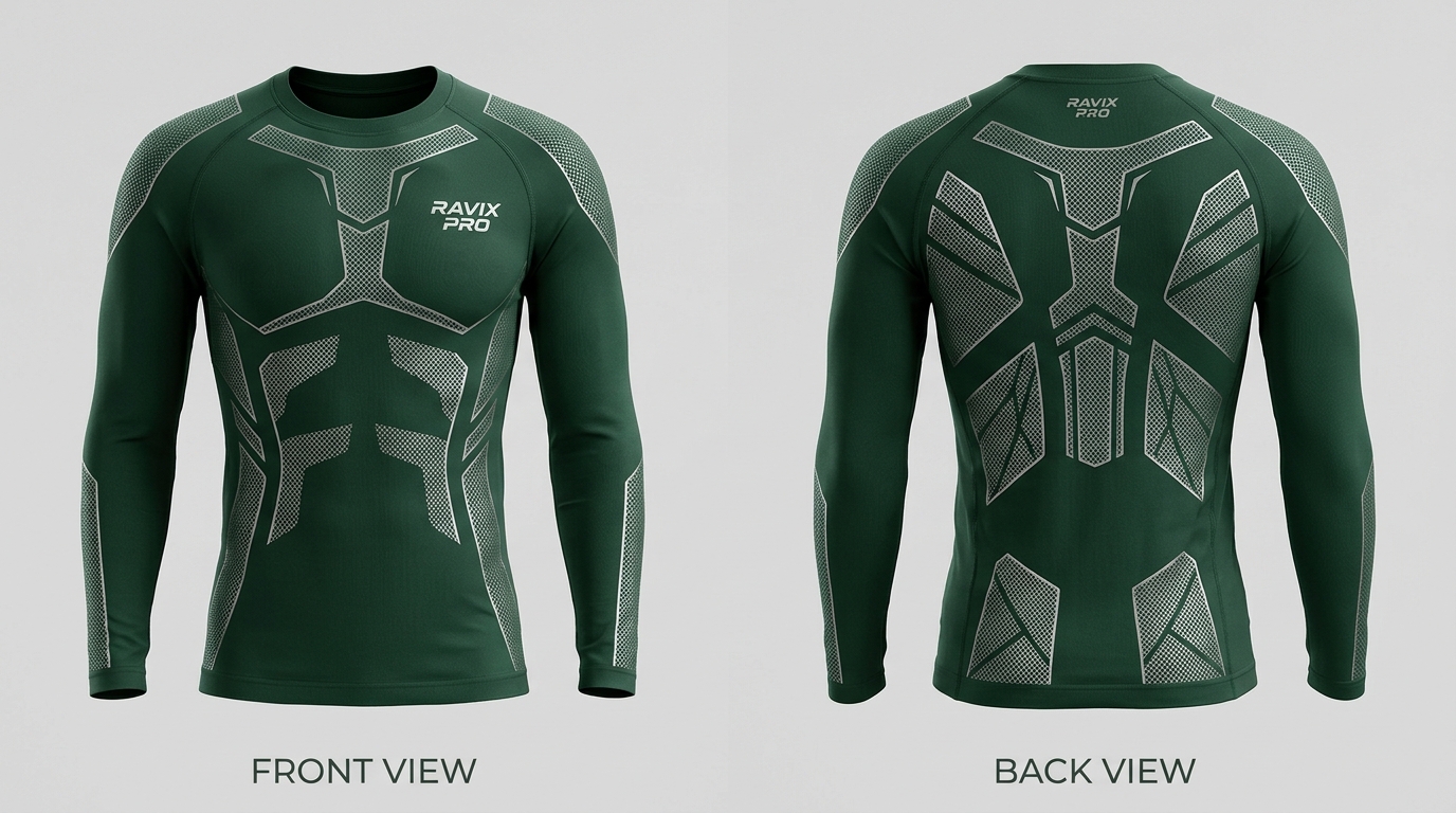 Custom Forest Green Running Base Layer Custom Forest Green Running Base Layer – custom manufactured by Ravix Pro Industry, Sialkot, Pakistan