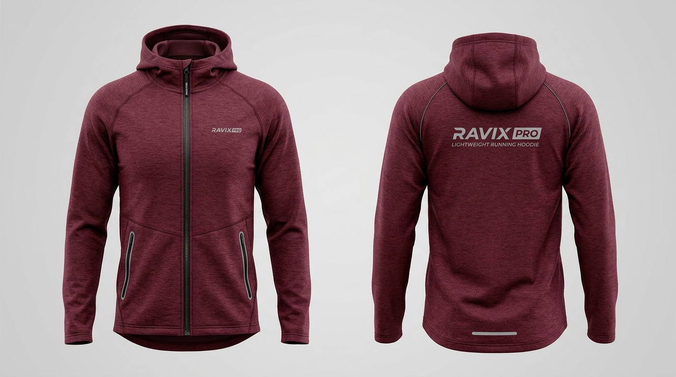 Custom Burgundy Running Hoodie Custom Burgundy Running Hoodie – custom manufactured by Ravix Pro Industry, Sialkot, Pakistan