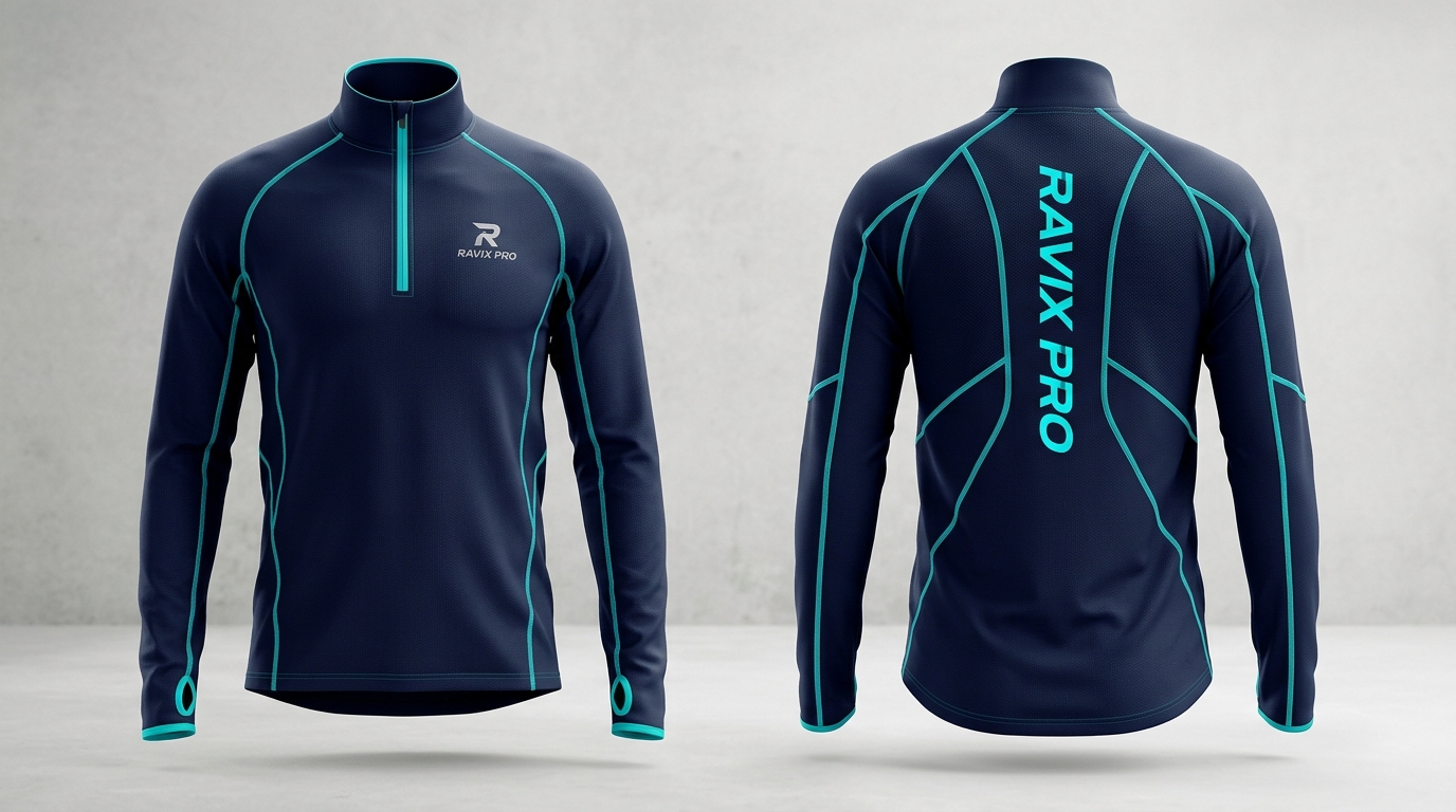 Custom Navy Running Thermal Top Custom Navy Running Thermal Top – custom manufactured by Ravix Pro Industry, Sialkot, Pakistan