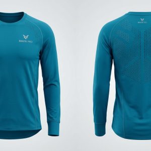 Custom Teal Long Sleeve Running Top – custom manufactured by Ravix Pro Industry, Sialkot, Pakistan