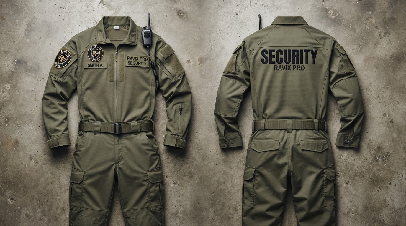 Custom Olive Green Security Guard Uniform Custom Olive Green Security Guard Uniform – custom manufactured by Ravix Pro Industry, Sialkot, Pakistan