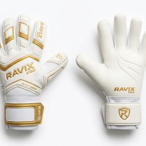 Custom Cream and Gold Goalkeeper Gloves – custom manufactured by Ravix Pro Industry, Sialkot, Pakistan