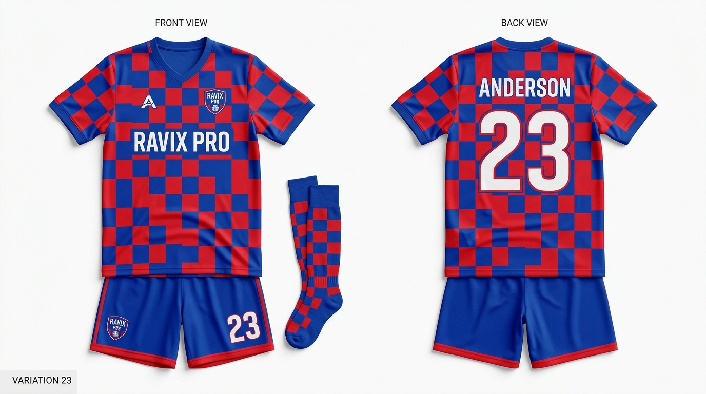 Custom Red and Royal Blue Soccer Uniform Custom Red and Royal Blue Soccer Uniform – custom manufactured by Ravix Pro Industry, Sialkot, Pakistan