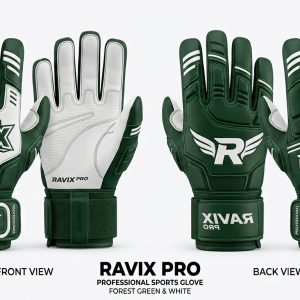 Custom Forest Green and White Sports Gloves – custom manufactured by Ravix Pro Industry, Sialkot, Pakistan