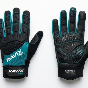 Custom Black and Teal Sports Gloves – custom manufactured by Ravix Pro Industry, Sialkot, Pakistan