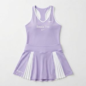 Custom Lavender and White Tennis Dress – custom manufactured by Ravix Pro Industry, Sialkot, Pakistan