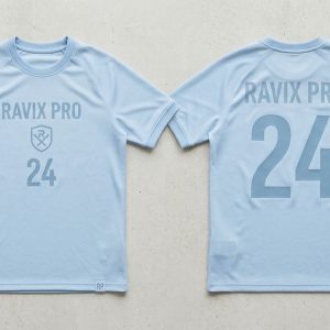 Custom Pale Blue Tonal Football Jersey – custom manufactured by Ravix Pro Industry, Sialkot, Pakistan