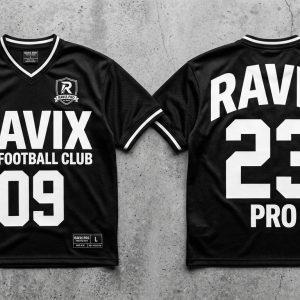 Custom Black Oversized Streetwear Football Jersey – custom manufactured by Ravix Pro Industry, Sialkot, Pakistan