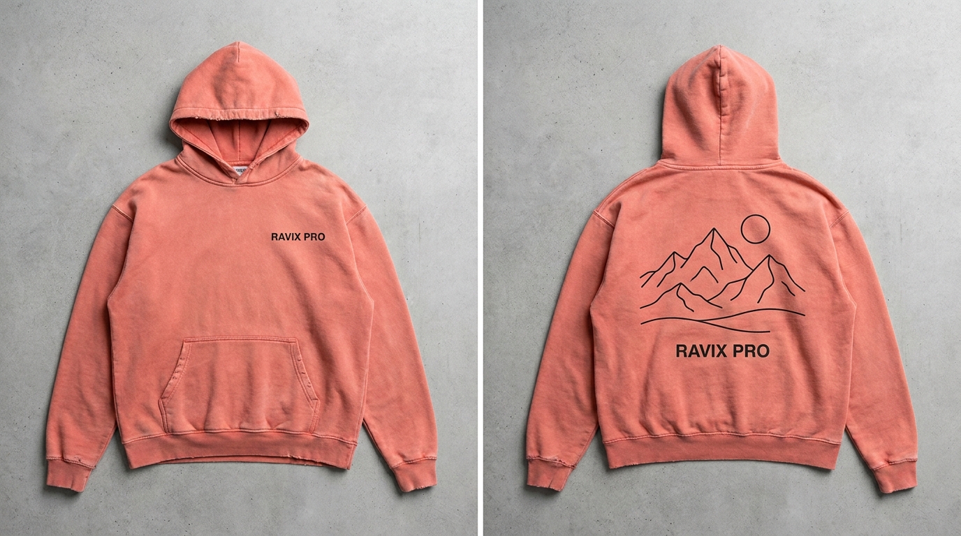 Custom Coral Streetwear Hoodie Custom Coral Streetwear Hoodie – custom manufactured by Ravix Pro Industry, Sialkot, Pakistan