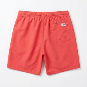 Custom Coral Swim Shorts with Back Patch Pocket – custom manufactured by Ravix Pro Industry, Sialkot, Pakistan