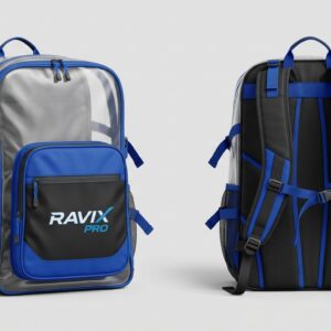 Custom Royal Blue and Grey Swimming Gear Bag – custom manufactured by Ravix Pro Industry, Sialkot, Pakistan