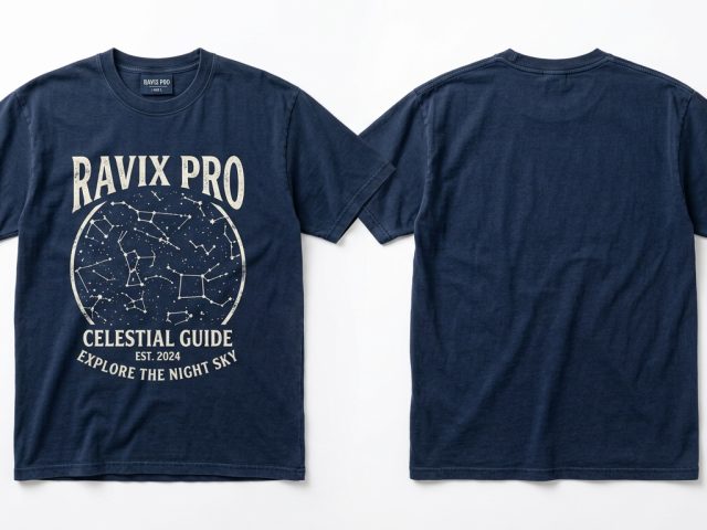 Custom Navy Star Graphic Tee – custom manufactured by Ravix Pro Industry, Sialkot, Pakistan