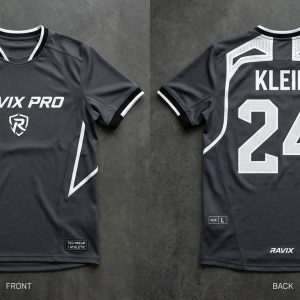 Custom Black Techwear Football Jersey – custom manufactured by Ravix Pro Industry, Sialkot, Pakistan