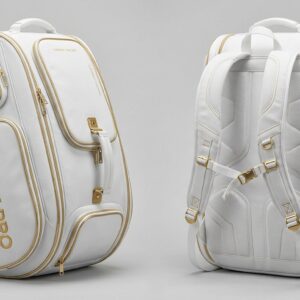 Custom White and Gold Tennis Tournament Bag – custom manufactured by Ravix Pro Industry, Sialkot, Pakistan
