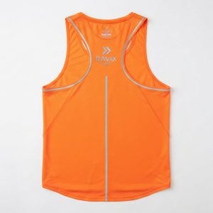 Custom Orange Running Vest with Reflective Piping – custom manufactured by Ravix Pro Industry, Sialkot, Pakistan