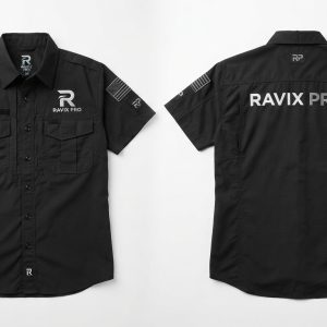 Custom Black Short Sleeve Uniform Shirt – custom manufactured by Ravix Pro Industry, Sialkot, Pakistan