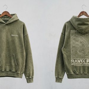 Custom Olive Vintage Wash Hoodie – custom manufactured by Ravix Pro Industry, Sialkot, Pakistan