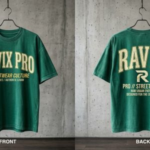 Custom Green Vintage Wash T-Shirt – custom manufactured by Ravix Pro Industry, Sialkot, Pakistan