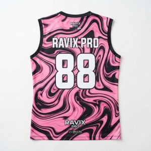 Custom Pink Marble Volleyball Jersey with Black Trim – custom manufactured by Ravix Pro Industry, Sialkot, Pakistan