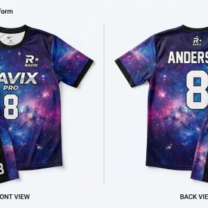 Custom Navy and Purple Volleyball Uniform – custom manufactured by Ravix Pro Industry, Sialkot, Pakistan