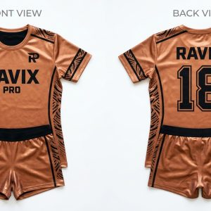 Custom Burnt Orange Volleyball Uniform – custom manufactured by Ravix Pro Industry, Sialkot, Pakistan