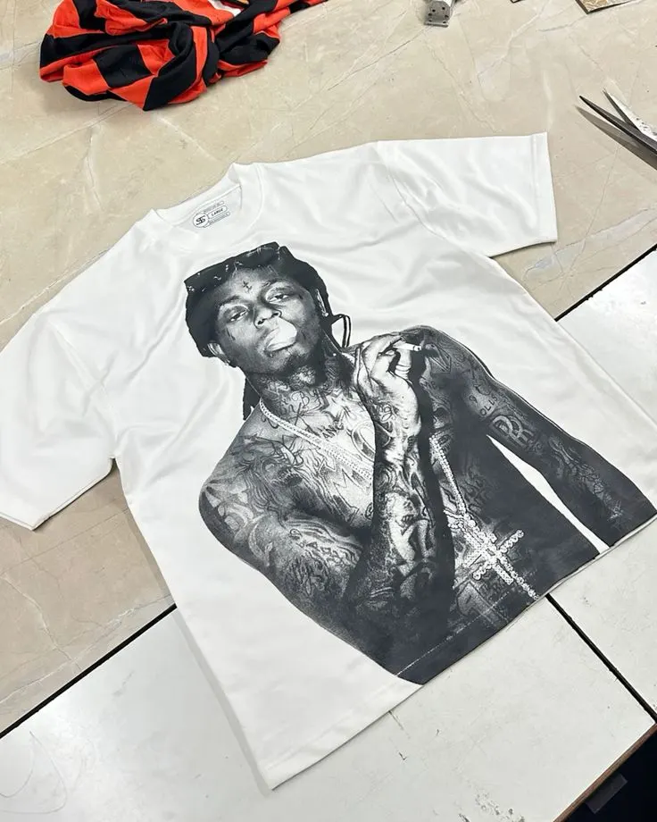 Custom white T-shirt with photo print made by Ravix Pro Industry clothing manufacturer in Sialkot, Pakistan