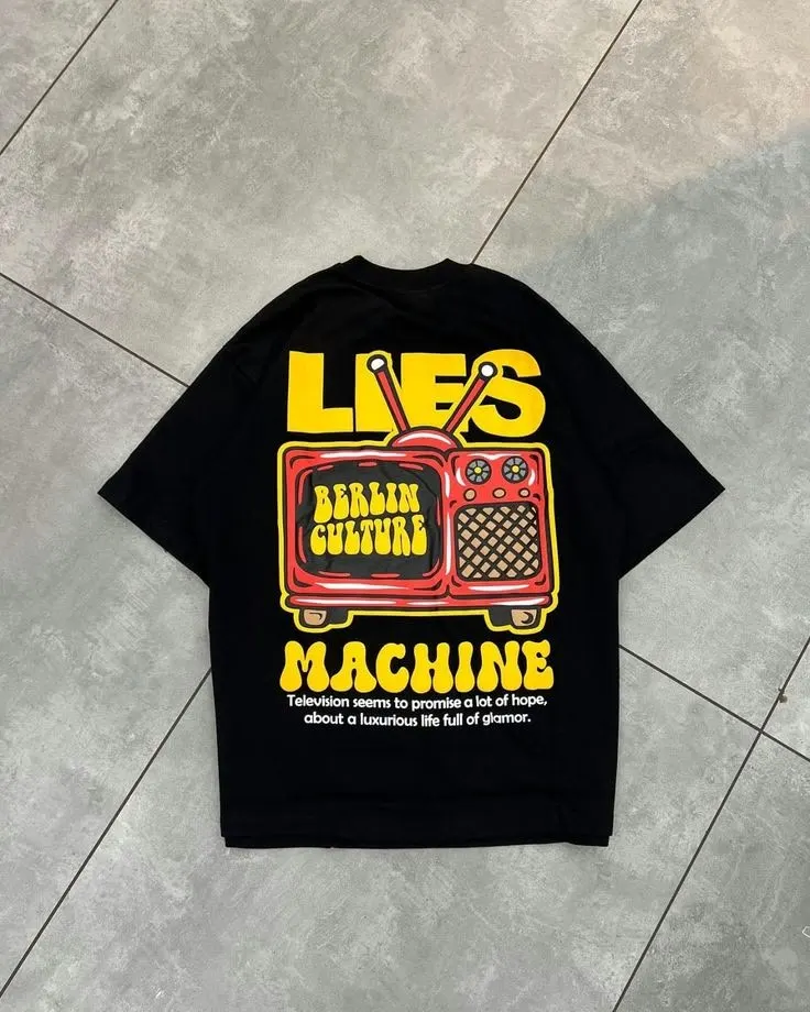 Custom black T-shirt with full-front print made by Ravix Pro Industry clothing manufacturer in Sialkot, Pakistan