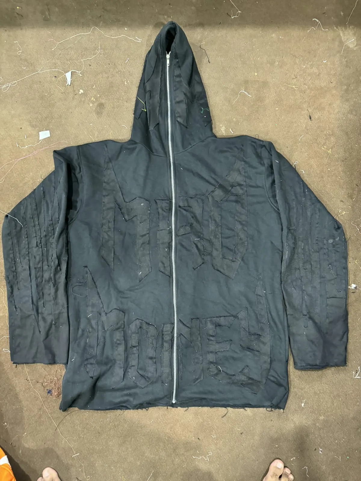 Custom washed grey full-zip hoodie made by Ravix Pro Industry clothing manufacturer in Sialkot, Pakistan