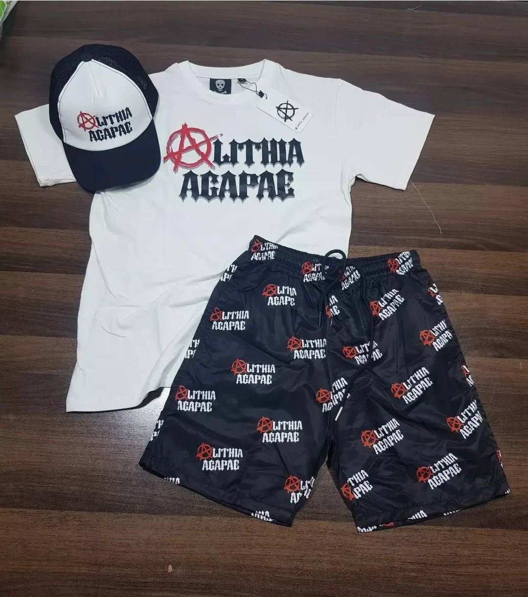 Custom T-shirt, printed shorts and cap set made by Ravix Pro Industry clothing manufacturer in Sialkot, Pakistan