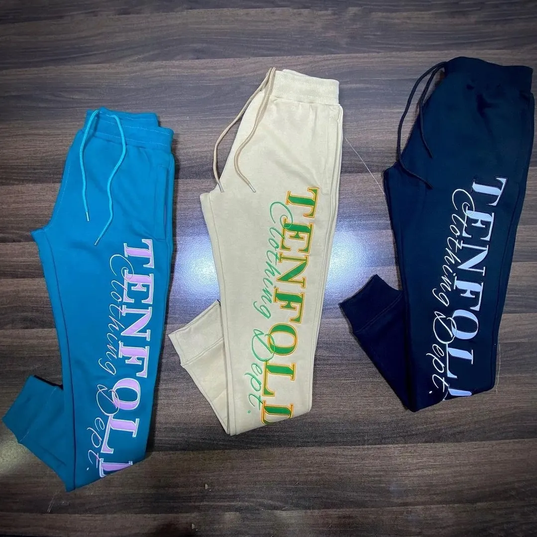 Custom sweatpants with printed lettering made by Ravix Pro Industry clothing manufacturer in Sialkot, Pakistan