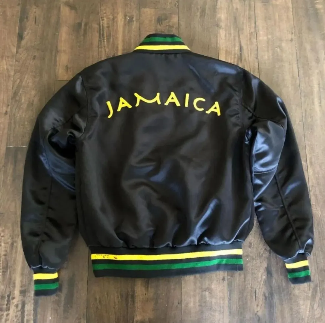 Custom black leather jacket with embroidered lettering made by Ravix Pro Industry clothing manufacturer in Sialkot, Pakistan