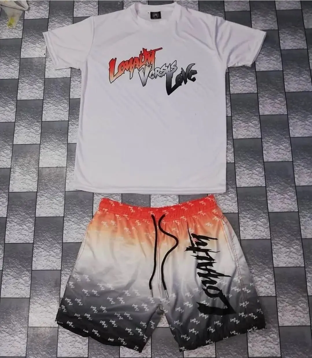 Custom T-shirt and printed shorts set made by Ravix Pro Industry clothing manufacturer in Sialkot, Pakistan