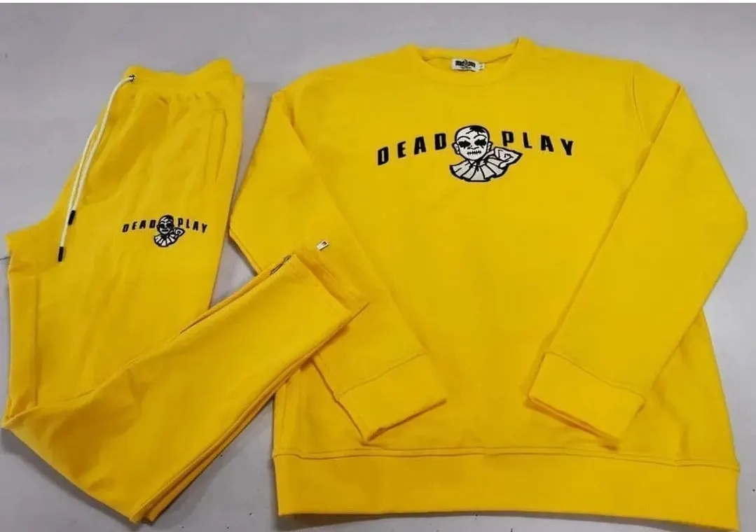 Custom yellow sweatshirt and joggers set made by Ravix Pro Industry clothing manufacturer in Sialkot, Pakistan