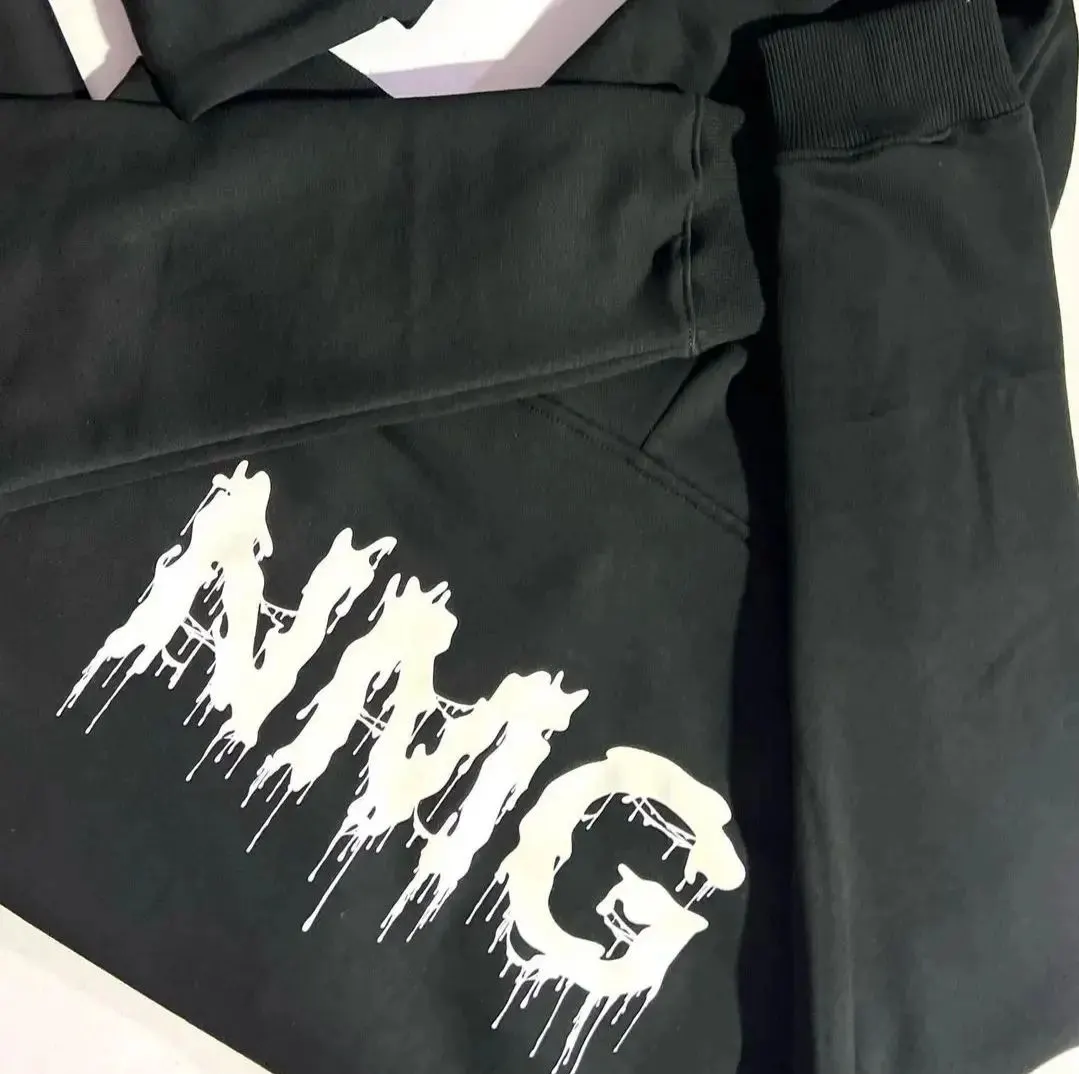Custom puff print detail on a black hoodie made by Ravix Pro Industry clothing manufacturer in Sialkot, Pakistan
