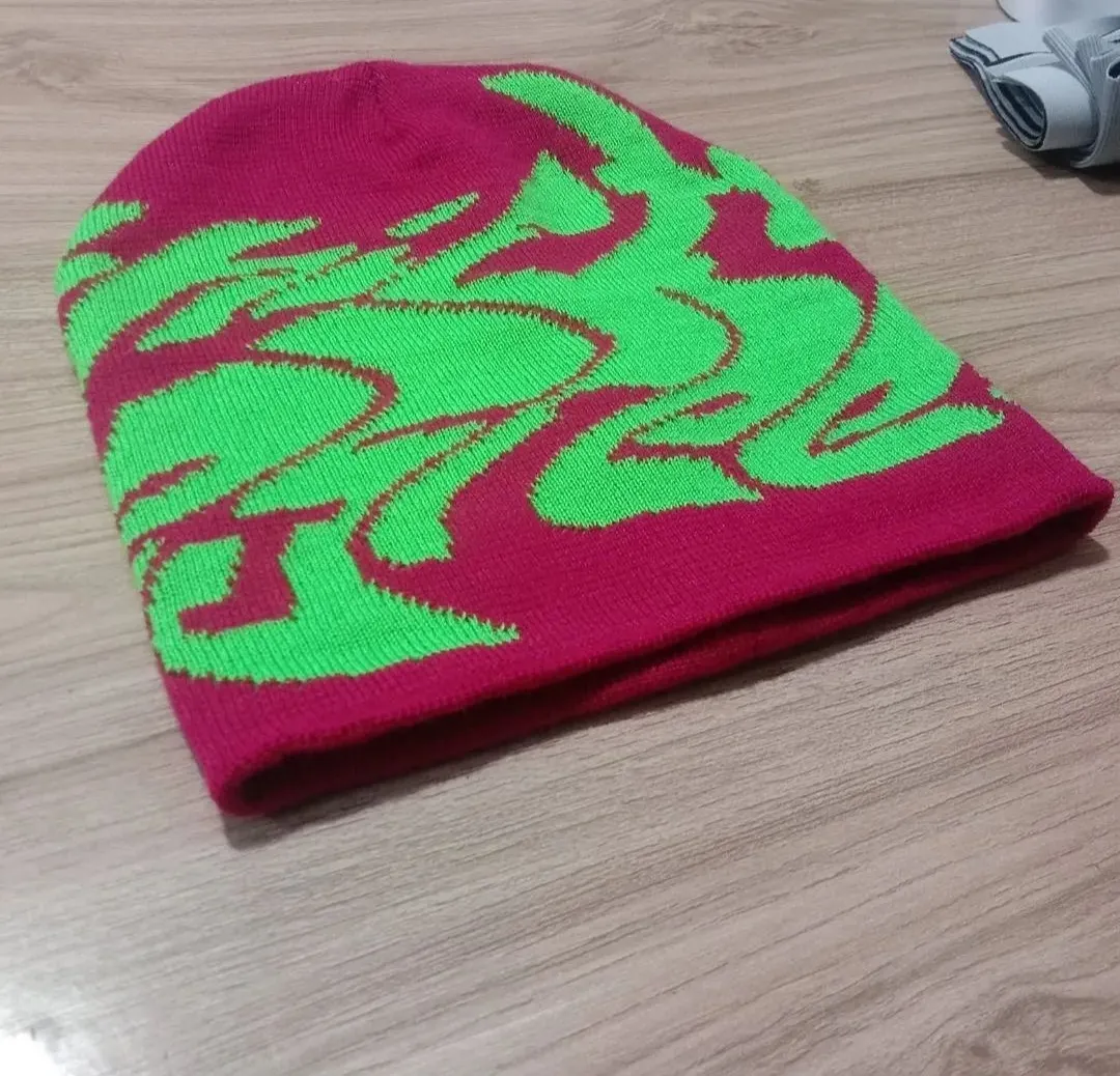 Custom jacquard knitted beanie with wave pattern made by Ravix Pro Industry clothing manufacturer in Sialkot, Pakistan